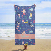 Lofaris Mermaid Princess Under Sea Custom Name Beach Towel