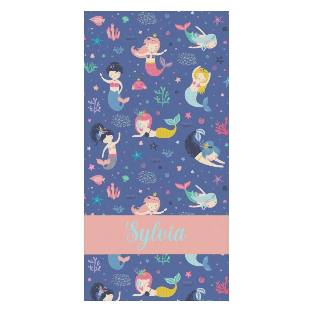 Lofaris Mermaid Princess Under Sea Custom Name Beach Towel