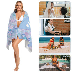 Lofaris Mermaid Purple Shell Custom Name Girl Beach Towel