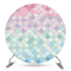 Lofaris Mermaid Scale Blue Pink Round Backdrop For Party