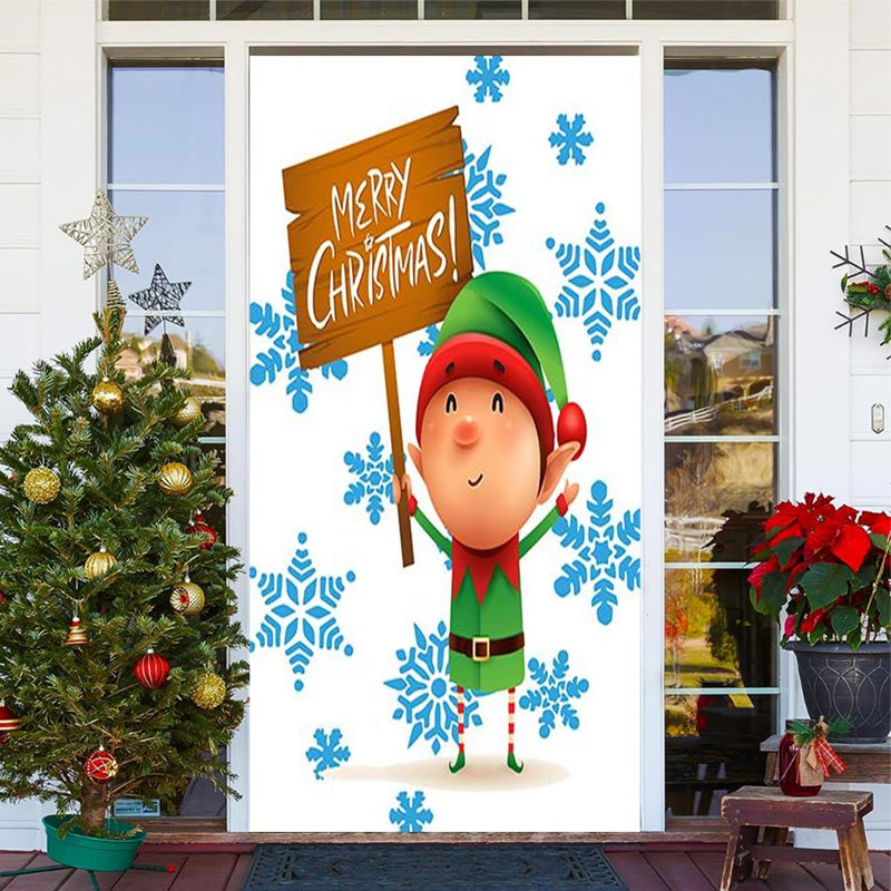 Lofaris Merry Christmas Child White Snowflake Door Cover