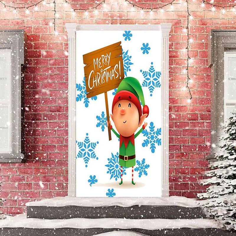 Lofaris Merry Christmas Child White Snowflake Door Cover