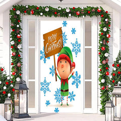 Lofaris Merry Christmas Child White Snowflake Door Cover