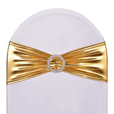 Lofaris Metallic Gold Spandex Banquet Chair Sashes Bands Bows