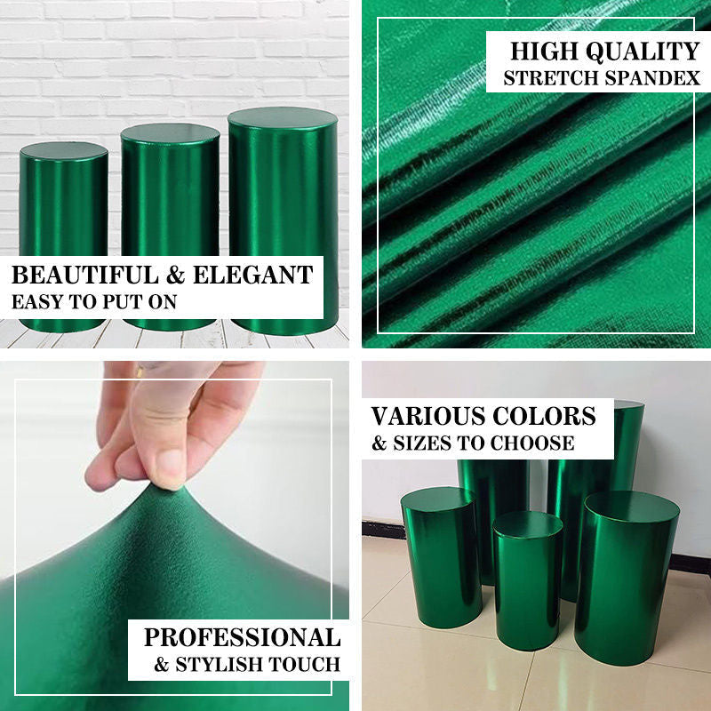 Lofaris Metallic Green Stretchy Spandex Fitted Cylinder Cover