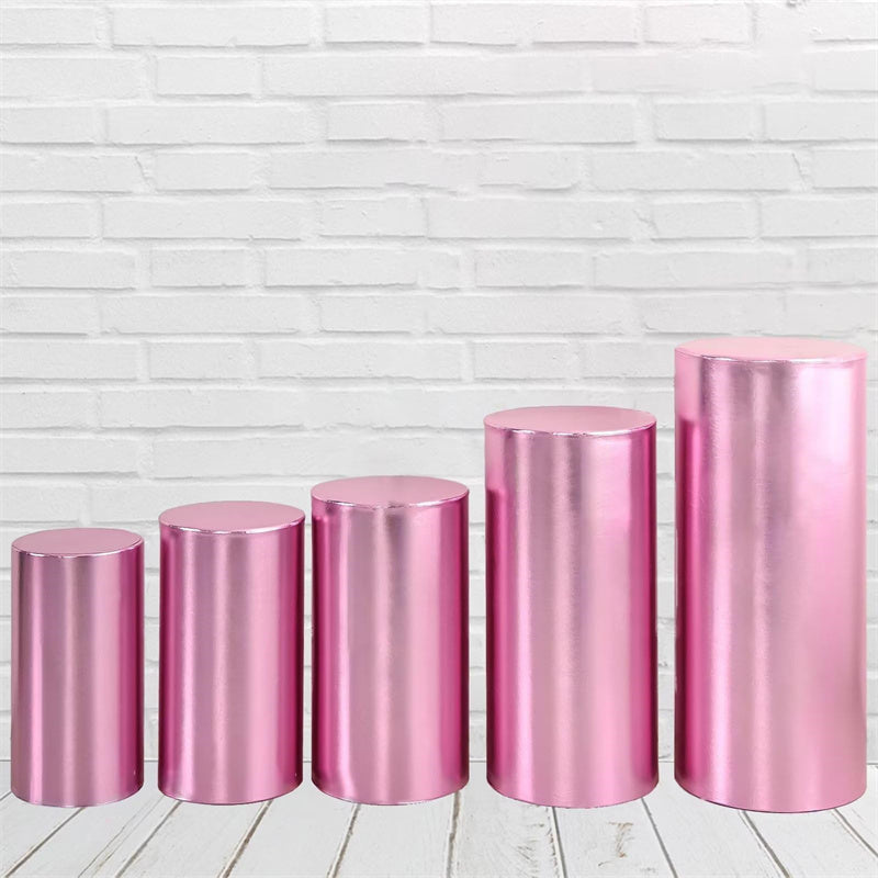 Lofaris Metallic Pink Stretchy Spandex Fitted Cylinder Cover