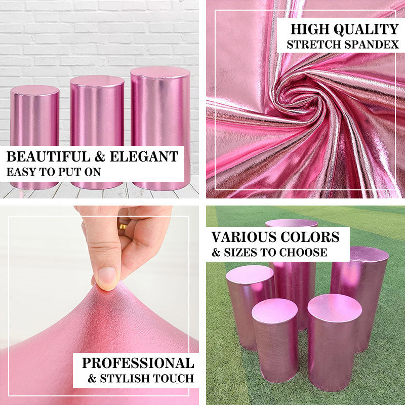 Lofaris Metallic Pink Stretchy Spandex Fitted Cylinder Cover