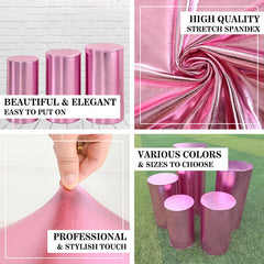 Lofaris Metallic Pink Stretchy Spandex Fitted Cylinder Cover