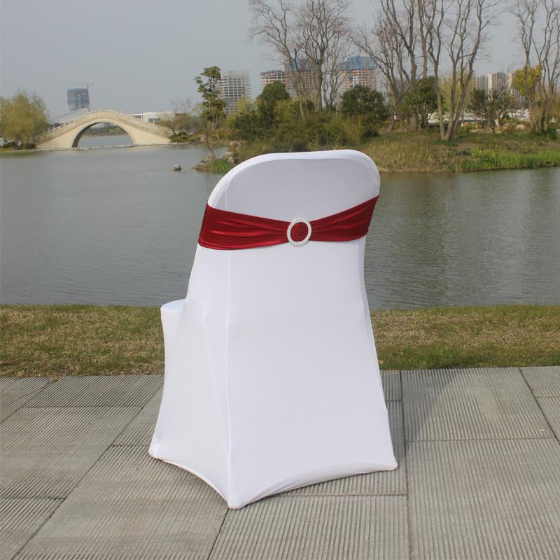 Lofaris Metallic Red Spandex Banquet Chair Sashes Bands Bows
