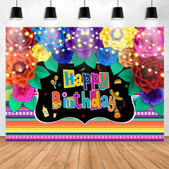 Lofaris Mexico Multicolor Floral Happy Birthday Backdrop