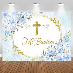 Lofaris Mi Bautizo Blue Floral Dove Sequin Baptism Backdrop