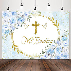 Lofaris Mi Bautizo Blue Floral Dove Sequin Baptism Backdrop