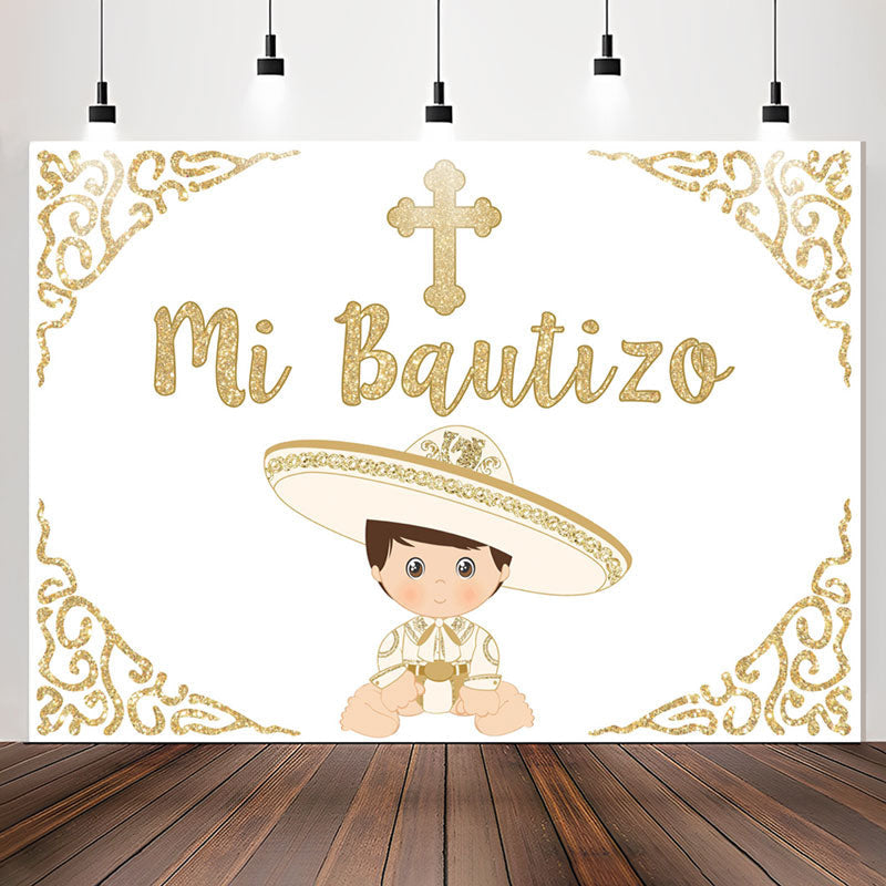 Lofaris Mi Bautizo Mexican Style Baptism Backdrop For Boys