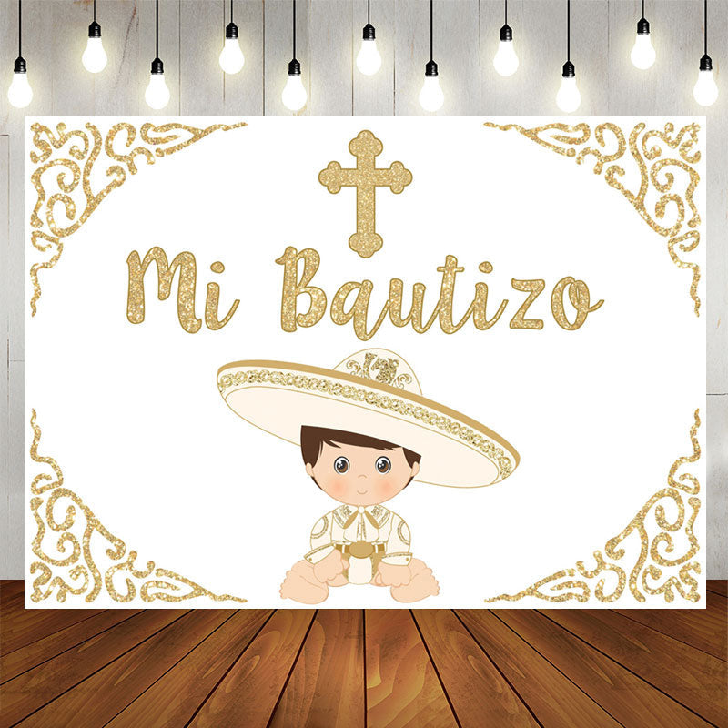 Lofaris Mi Bautizo Mexican Style Baptism Backdrop For Boys