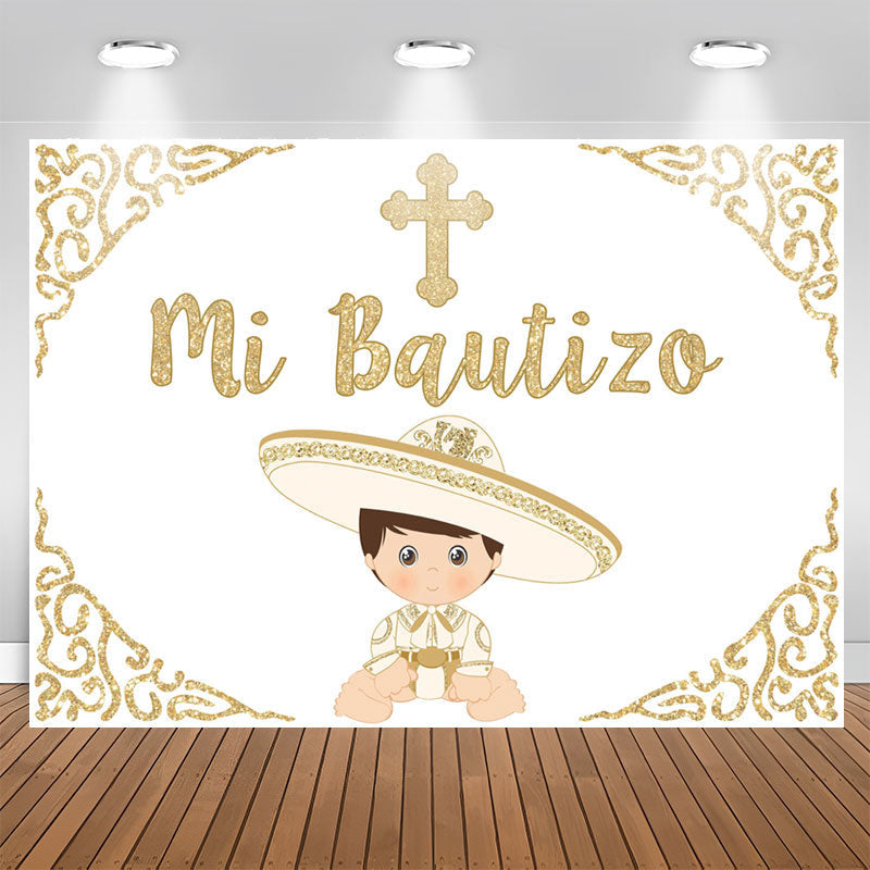 Lofaris Mi Bautizo Mexican Style Baptism Backdrop For Boys