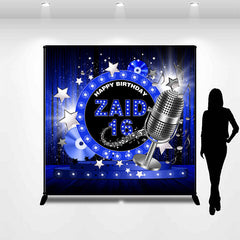 Lofaris Microphone Blue Stage Custom 16th Birthday Backdrop