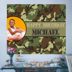 Lofaris Military Personalized Camo Birthday Party Backdrop