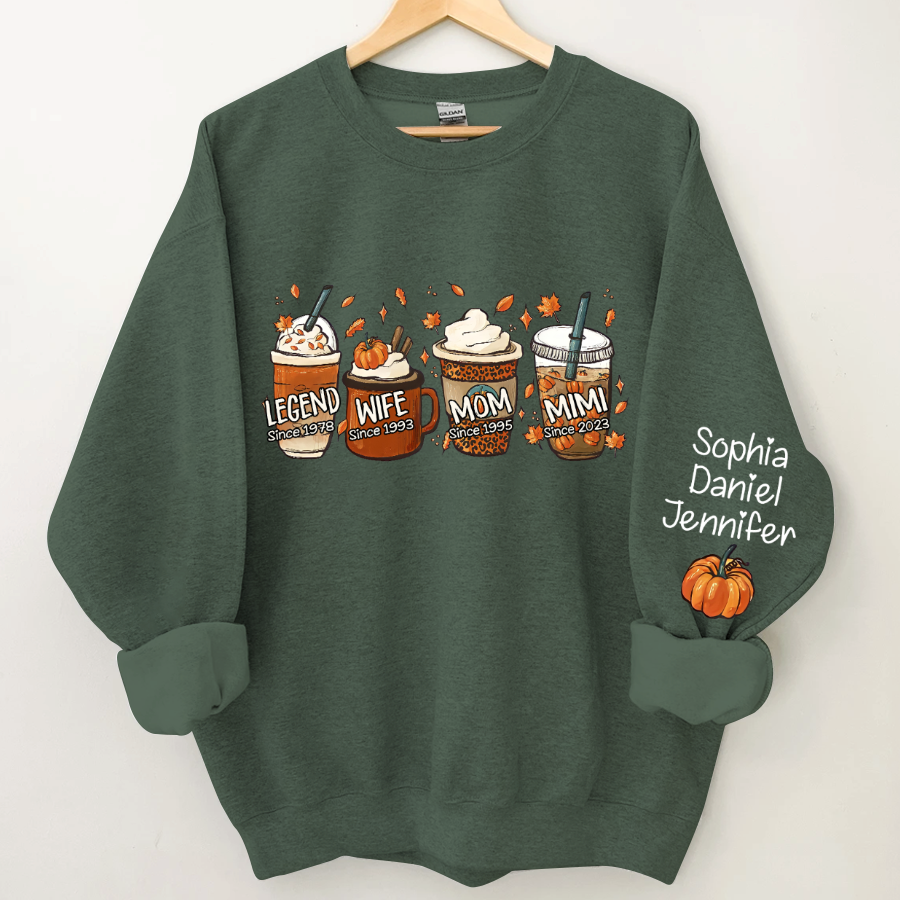 Lofaris Personalized Legend Wife Mom Grandma and Kids Fall Coffee CTH01 Sweatshirt