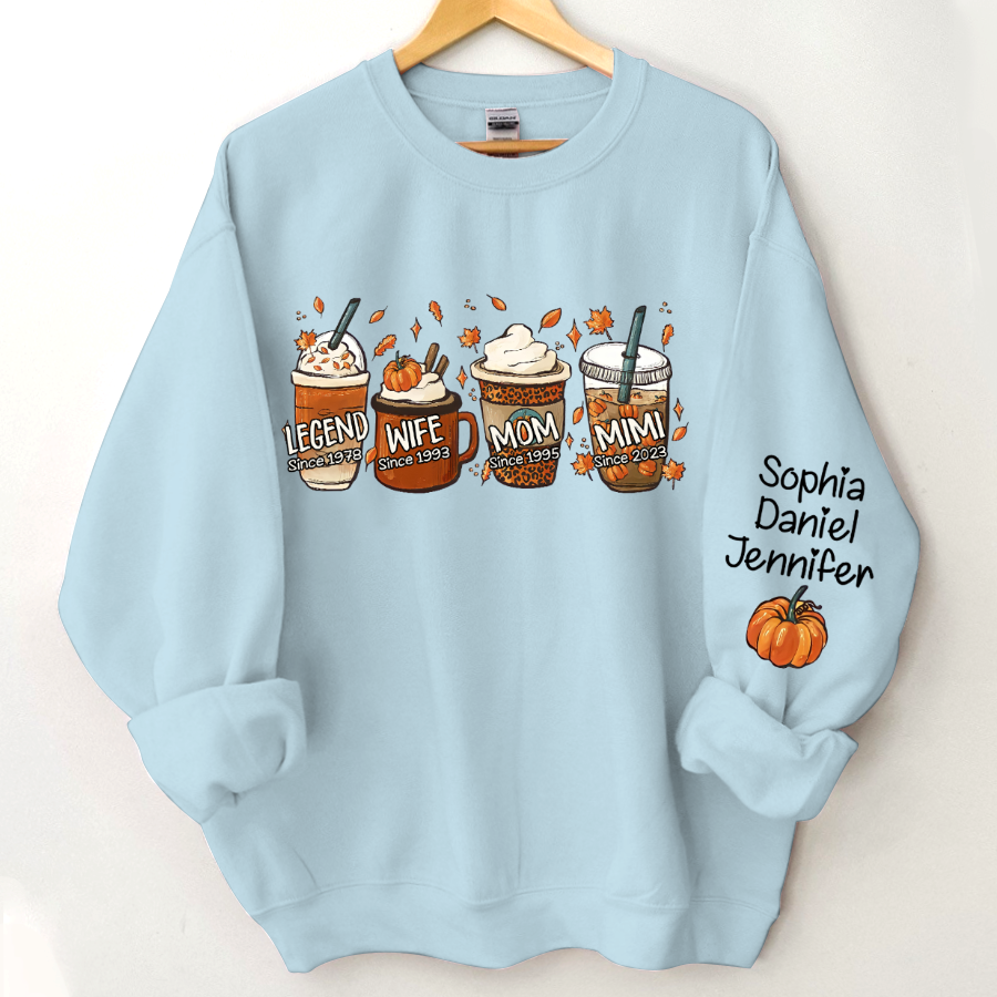 Lofaris Personalized Legend Wife Mom Grandma and Kids Fall Coffee CTH01 Sweatshirt