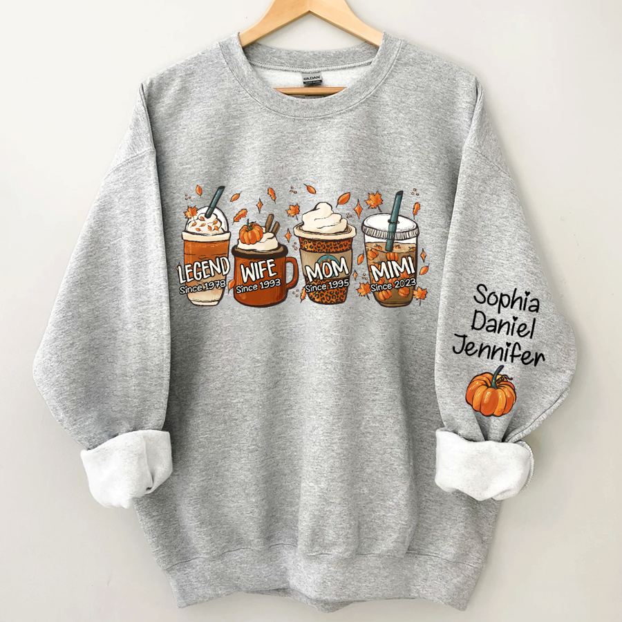 Lofaris Personalized Legend Wife Mom Grandma and Kids Fall Coffee CTH01 Sweatshirt