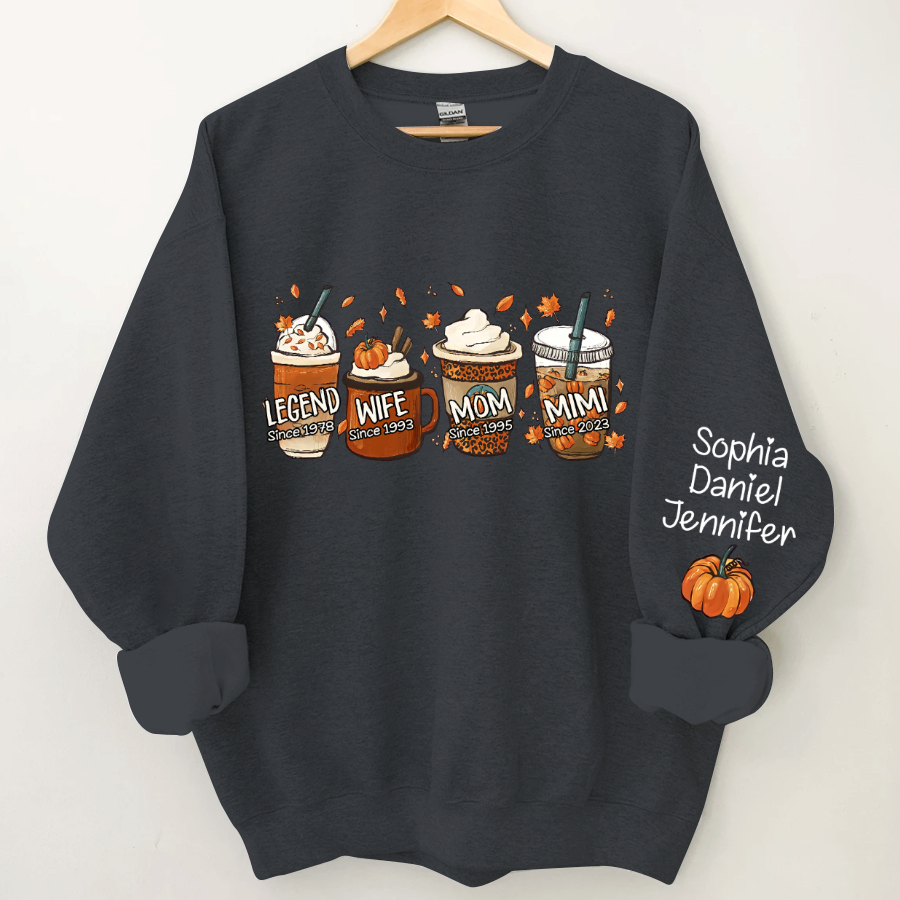 Lofaris Personalized Legend Wife Mom Grandma and Kids Fall Coffee CTH01 Sweatshirt