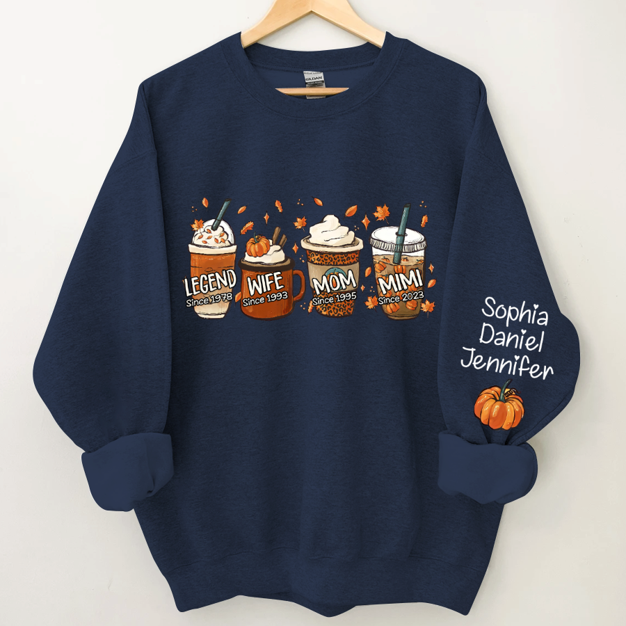 Lofaris Personalized Legend Wife Mom Grandma and Kids Fall Coffee CTH01 Sweatshirt