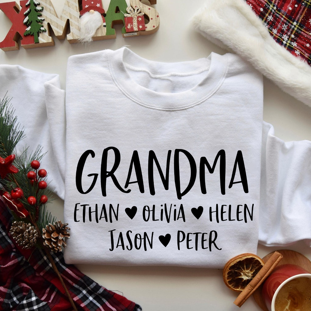 Lofaris Mimi And Kids Name Heart Personalized Sweatshirt