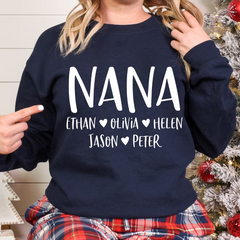 Lofaris Mimi And Kids Name Heart Personalized Sweatshirt