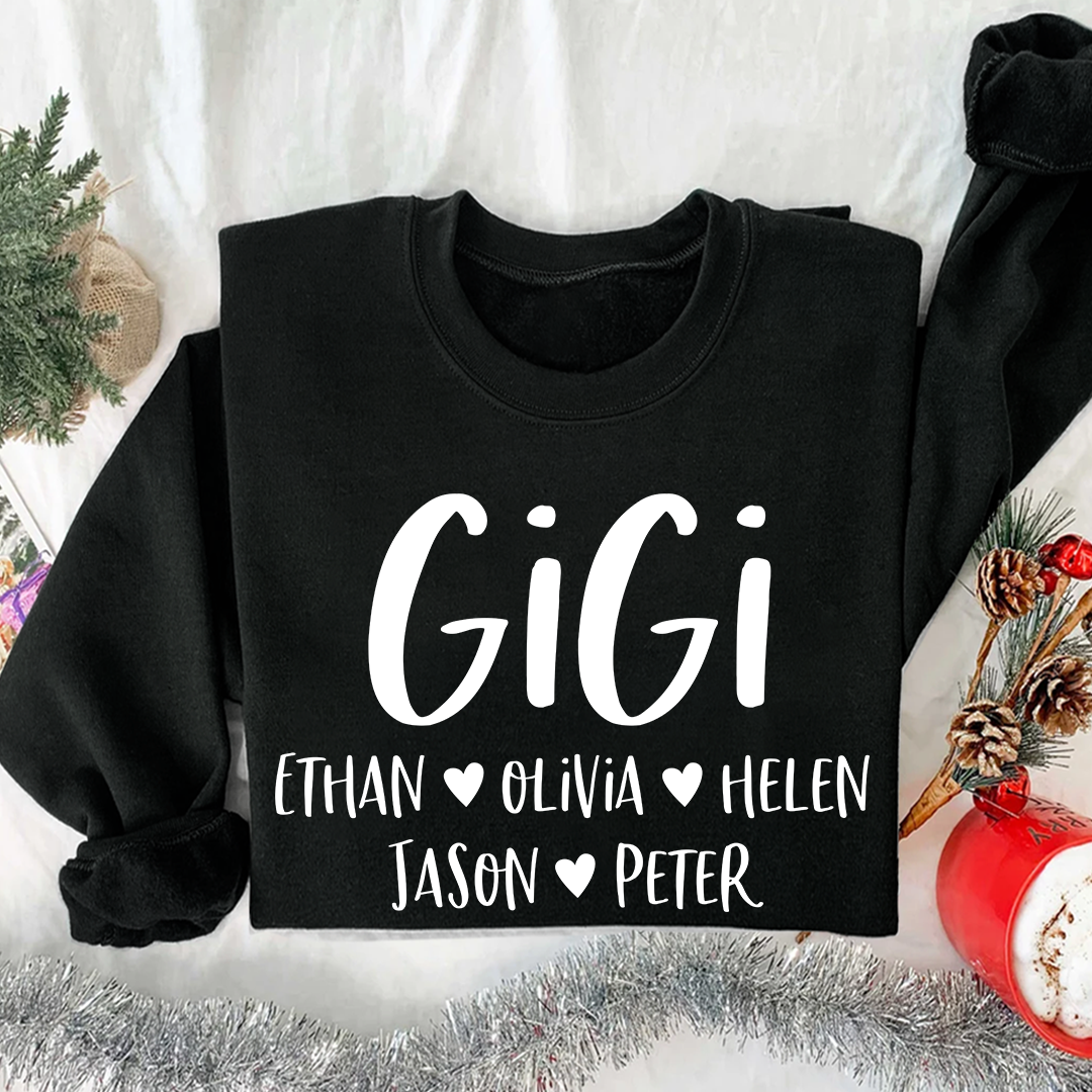 Lofaris Mimi And Kids Name Heart Personalized Sweatshirt
