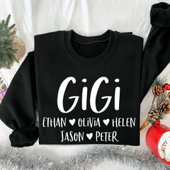 Lofaris Mimi And Kids Name Heart Personalized Sweatshirt