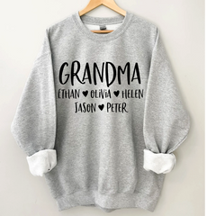 Lofaris Mimi And Kids Name Heart Personalized Sweatshirt