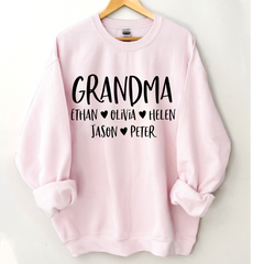 Lofaris Mimi And Kids Name Heart Personalized Sweatshirt