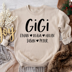 Lofaris Mimi And Kids Name Heart Personalized Sweatshirt