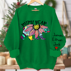 Lofaris Mimi Bear Sweatshirt Custom Grandma and Grandkids