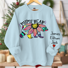 Lofaris Mimi Bear Sweatshirt Custom Grandma and Grandkids