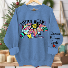 Lofaris Mimi Bear Sweatshirt Custom Grandma and Grandkids