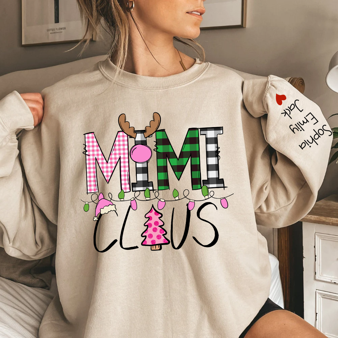 Lofaris Mimi Claus Christmas With Grandkids Custom Sweatshirt