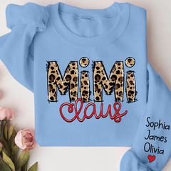 Lofaris Merry Christmas Mimi Claus Leopard Sweatshirt with Grandkids
