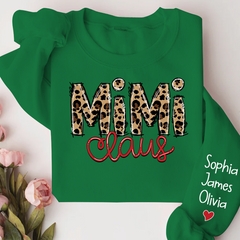 Lofaris Merry Christmas Mimi Claus Leopard Sweatshirt with Grandkids