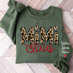 Lofaris Merry Christmas Mimi Claus Leopard Sweatshirt with Grandkids