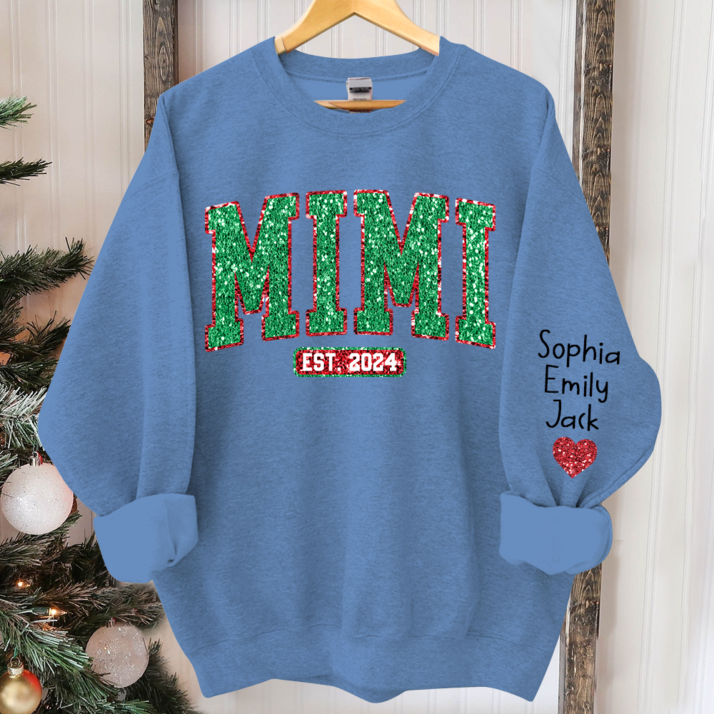 Lofaris Mimi Est Christmas Giltter Grandkids Custom Sweatshirt