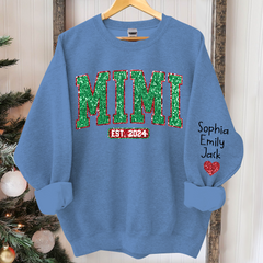 Lofaris Mimi Est Christmas Giltter Grandkids Custom Sweatshirt