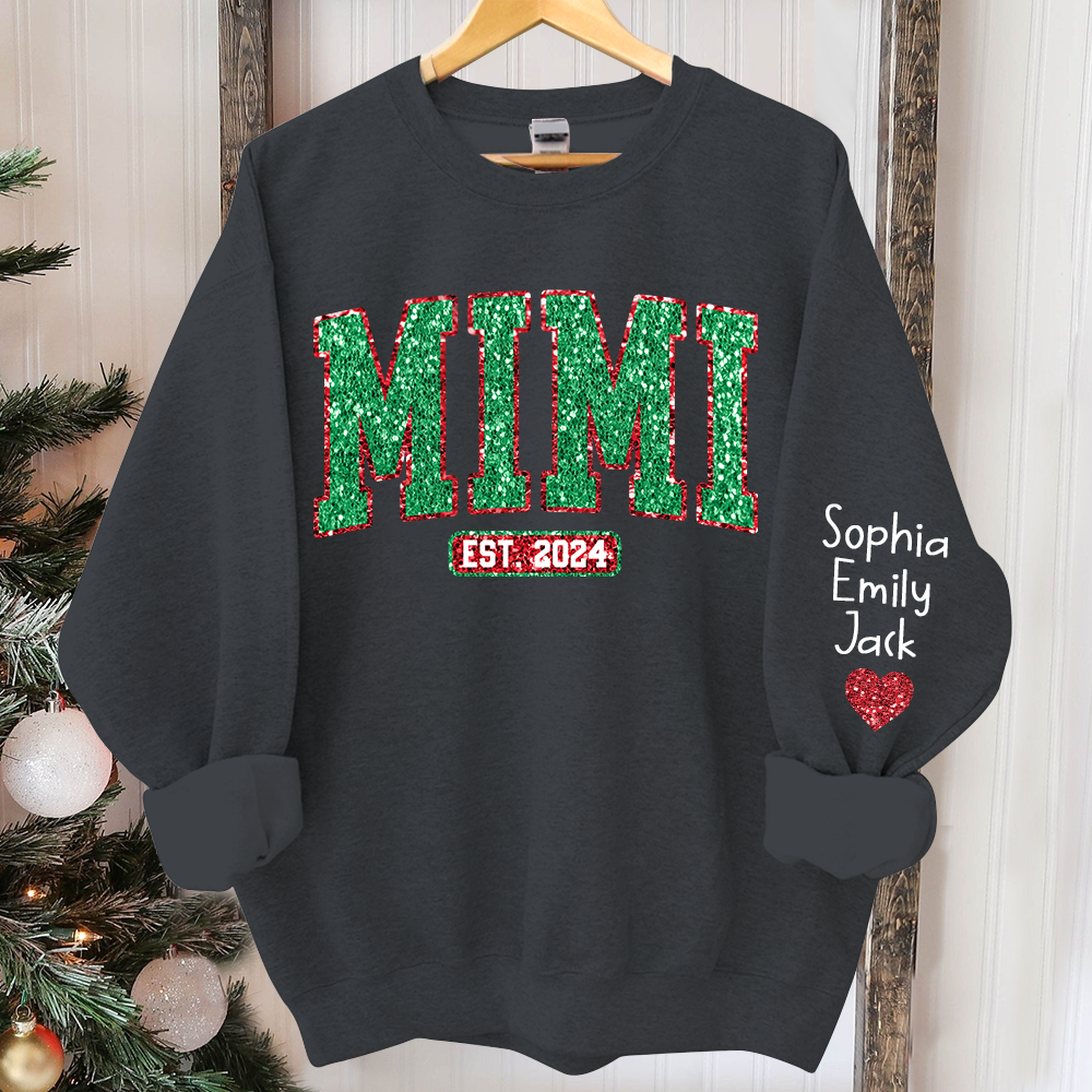 Lofaris Mimi Est Christmas Giltter Grandkids Custom Sweatshirt