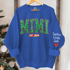 Lofaris Mimi Est Christmas Giltter Grandkids Custom Sweatshirt
