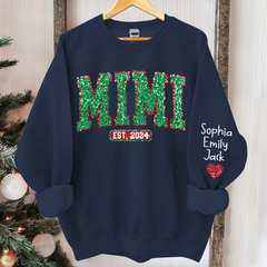 Lofaris Mimi Est Christmas Giltter Grandkids Custom Sweatshirt