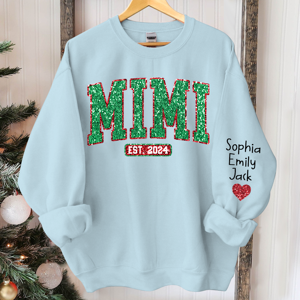Lofaris Mimi Est Christmas Giltter Grandkids Custom Sweatshirt