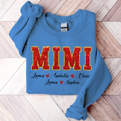 Lofaris Mimi Glitter Custom Name Grandma Gift Sweatshirt