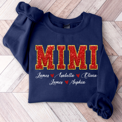 Lofaris Mimi Glitter Custom Name Grandma Gift Sweatshirt
