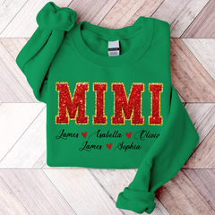 Lofaris Mimi Glitter Custom Name Grandma Gift Sweatshirt