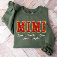 Lofaris Mimi Glitter Custom Name Grandma Gift Sweatshirt